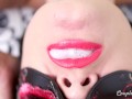Surprise Huge Cumshot Load in Stepsister's Mouth - Sensual Red Lips