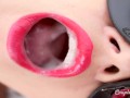Surprise Huge Cumshot Load in Stepsister's Mouth - Sensual Red Lips