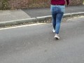 ⭐ Cute Blonde Pissing Her Jeans Twice Outdoors! Kinky Pee Girl !