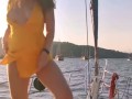 Public nudity. flashing outdoor. Naked slut on boat