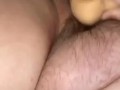 Hairy bbw self pleasures with dildo