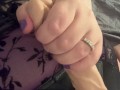 Playing with my pussy and big nipples, with strap on preparing for pegging fun