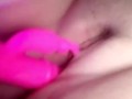 pawg plays with pretty pink pussy using pink rabbit dildo
