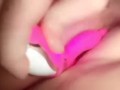 pawg plays with pretty pink pussy using pink rabbit dildo