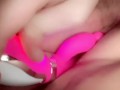 pawg plays with pretty pink pussy using pink rabbit dildo