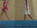 Underwater swimming pool lesbians Lera and Sima Lastova