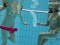 Underwater swimming pool lesbians Lera and Sima Lastova