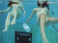 Underwater swimming pool lesbians Lera and Sima Lastova