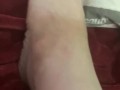 Feet after a pedicure with French tips