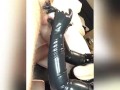 Latex Slut Gives Daddy A Handjob