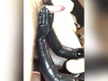 Latex Slut Gives Daddy A Handjob