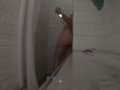 Shaving and Showering in Public Shower ( VERY HORNY, I CUM TWICE)