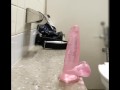 Dildo in anal in public toilet