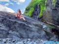 Cute teen caught stripping off and fingering soaking wet pussy in public - Hannah Goode