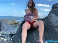 Cute teen caught stripping off and fingering soaking wet pussy in public - Hannah Goode