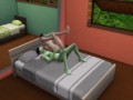 The girl made a blowjob to an alien guest and then fucked his green member Sims4