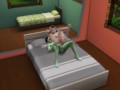 The girl made a blowjob to an alien guest and then fucked his green member Sims4