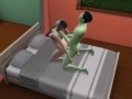 The girl made a blowjob to an alien guest and then fucked his green member Sims4