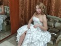 Depraved bride jerks off under her wedding dress