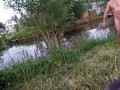 Village Exhibitionist Goes To Public Pond To Swim