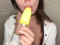 Licking ice cream on a hot day