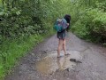 Soaking Wet Cutie Piss shoes and Puddle Walking