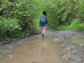 Soaking Wet Cutie Piss shoes and Puddle Walking