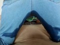 Sexy peeing into my jeans after 4 hours desperation