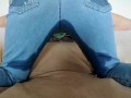Sexy peeing into my jeans after 4 hours desperation