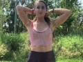 Teen public flashing and masturbating in a park