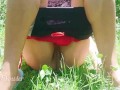 Round butts pissing on the grass - Angel Fowler 