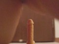 My wife straddled her dildo for the first time and moved for 4 minutes
