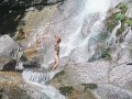 Naked Strip dance in the Waterfall and hot Masturbation outside - Angel Fowler