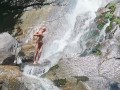 Naked Strip dance in the Waterfall and hot Masturbation outside - Angel Fowler