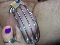 Fan Requested Purple Toes Teasing Hubby's Aching Caged Cock, pt 2/6