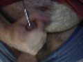 Urethra sounding with set of sounds, including plugs. Cumming at the end