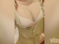 Sexy girl in public toilet with beautiful big boobs girl - viza showgirl
