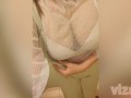 Sexy girl in public toilet with beautiful big boobs girl - viza showgirl
