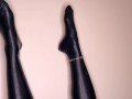 The nice shy girl has a special latex surprise
