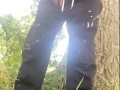 CAUGHT wanking outside! Woodland masturbation of big cock by hung straight guy 
