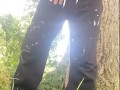 CAUGHT wanking outside! Woodland masturbation of big cock by hung straight guy 
