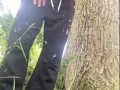 CAUGHT wanking outside! Woodland masturbation of big cock by hung straight guy 