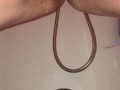 I sit on his cock & empty my bladder, then he drains his balls covering my pussy in cum, his/her pov