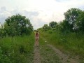 Exercise naked on a country road