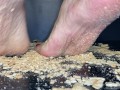 Feet crushing food barefoot ASMR