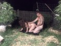 Cheating Native American teen doggy style outside in pot garden