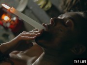 Sexy brunette squirting as she fucks herself with a lit candle