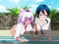 3D HENTAI Two schoolgirls sucked a friend on the beach