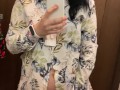 Pregnant beauty masturbates in a clothing store and tries on dresses