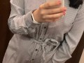 Pregnant beauty masturbates in a clothing store and tries on dresses